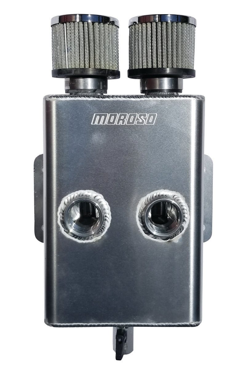 Moroso Breather Tank/Catch Can -16An Female Inlet - Forward Facing - Two Breathers - Aluminum Oil Catch Cans Moroso