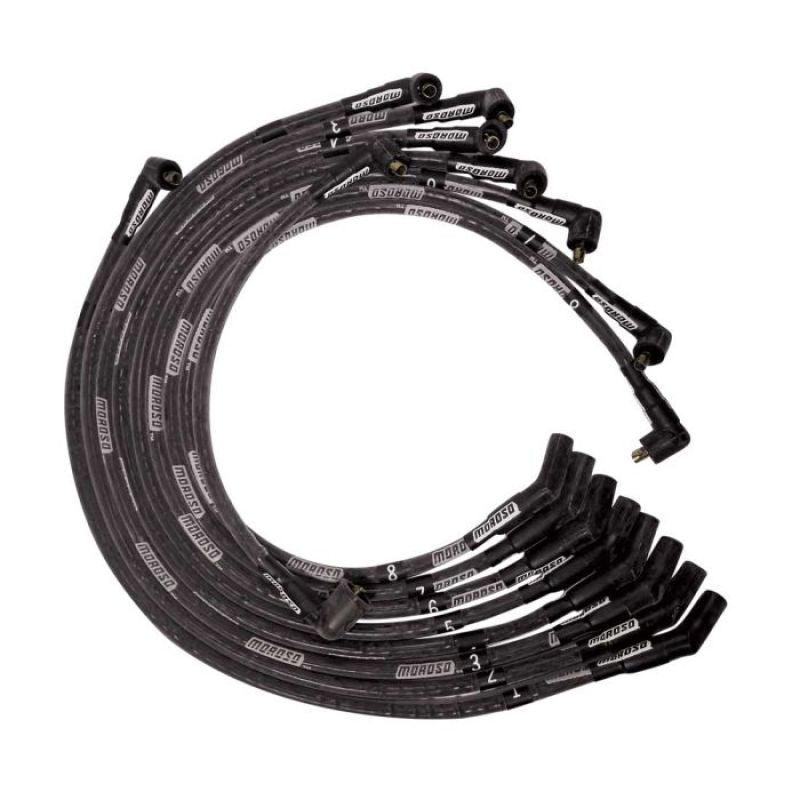 Moroso BB Ford 351C/390/429/460 Sleeved Non-HEI 135 Boots Ultra Spark Plug Wire Set - Black Spark Plug Wire Sets Moroso