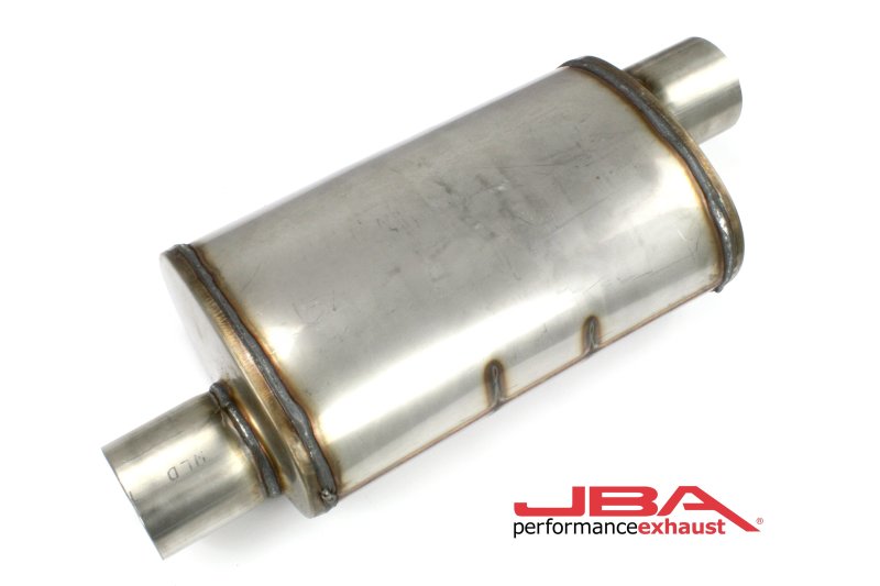 JBA Universal Chambered Style 304SS Muffler 14x8x5 3in Inlet Diameter Offset/Offset Muffler JBA