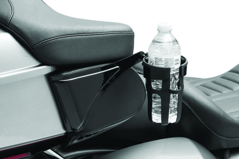 Kuryakyn Reflex Drink Holder Right Side HD Touring Passenger Mount 14 and Up Gloss Black Cup Holders Kuryakyn