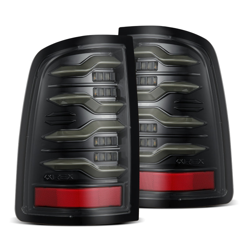 AlphaRex 09-18 Dodge Ram Luxx-Series LED Tail Lights Alpha-Black w/ Activation Light & Seq. Signal Tail Lights AlphaRex