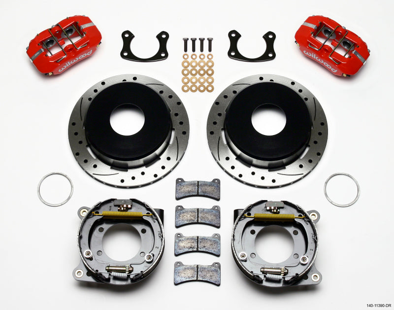 Wilwood Dynapro Low-Profile 11.00in P-Brake Kit Drill-Red New Big Ford 2.50in Offset Big Brake Kits Wilwood