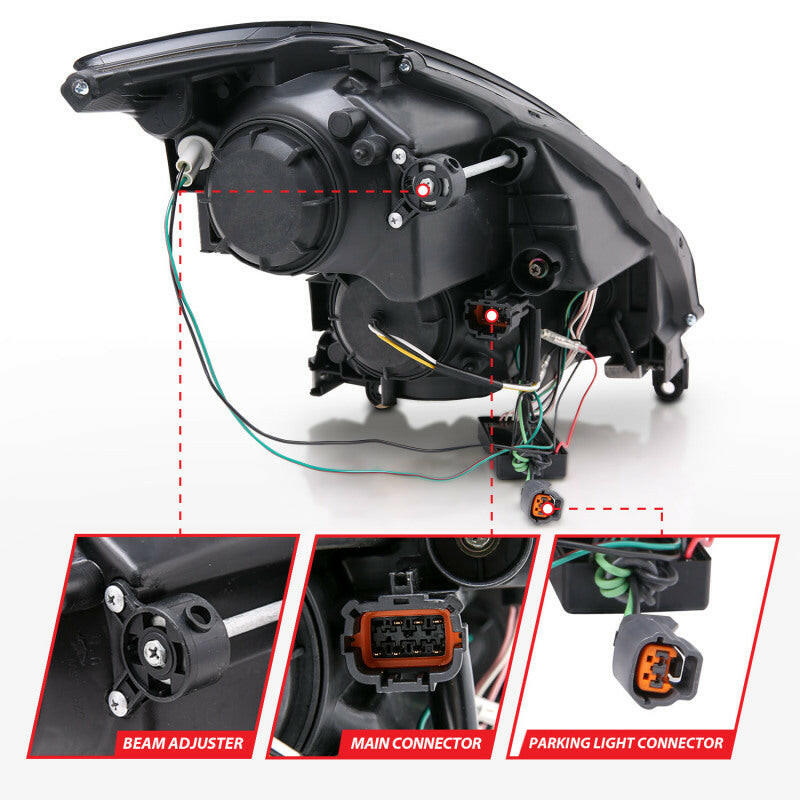 ANZO 2003-2007 Infiniti G35 Projector Headlights w/ Halo Black (CCFL) (HID Compatible) Headlights ANZO