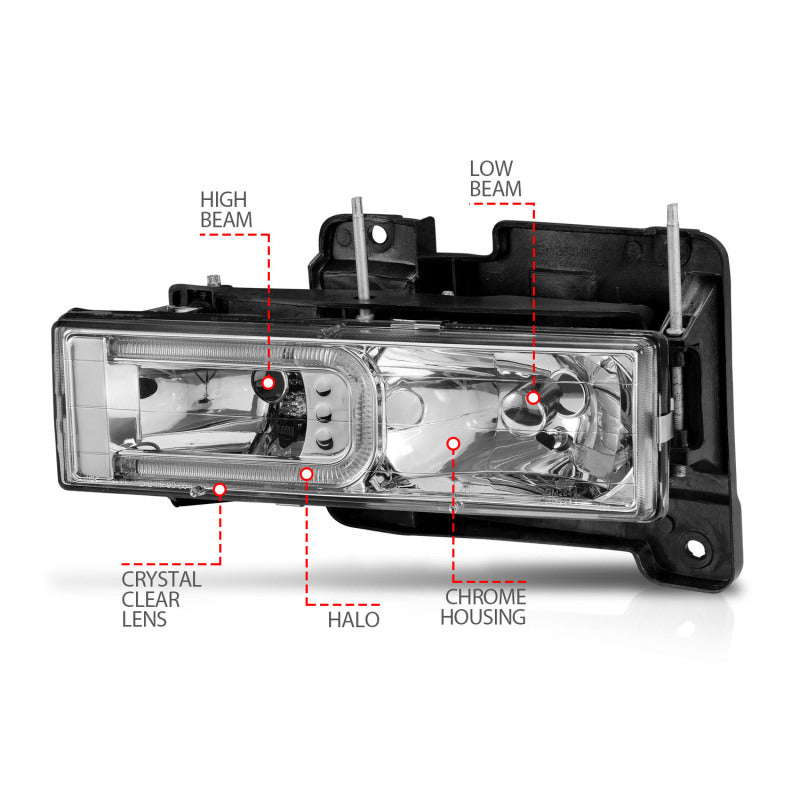 ANZO 1999-2000 Cadillac Escalade Crystal Headlights Headlights ANZO