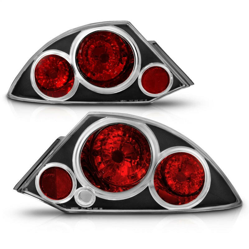 ANZO 2000-2005 Mitsubishi Eclipse Taillights Black Tail Lights ANZO