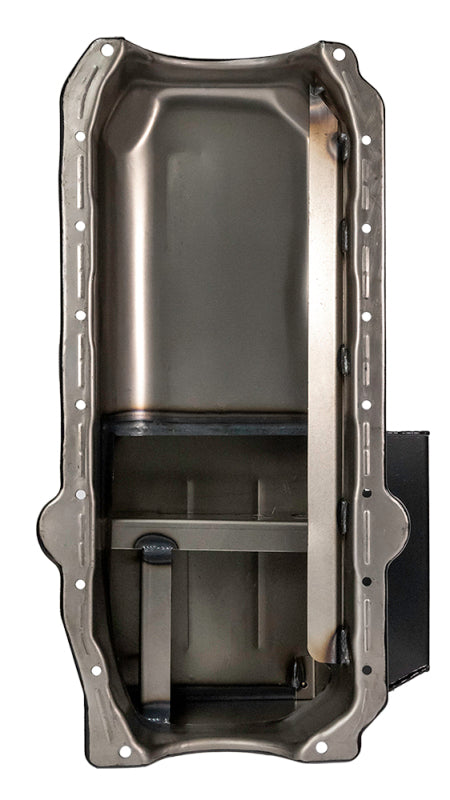 Moroso Pre-85 Chevrolet Small Block (w/Passenger Side Dipstick) Wet Sump 7qt 8in Steel Oil Pan - Blk Oil Pans Moroso