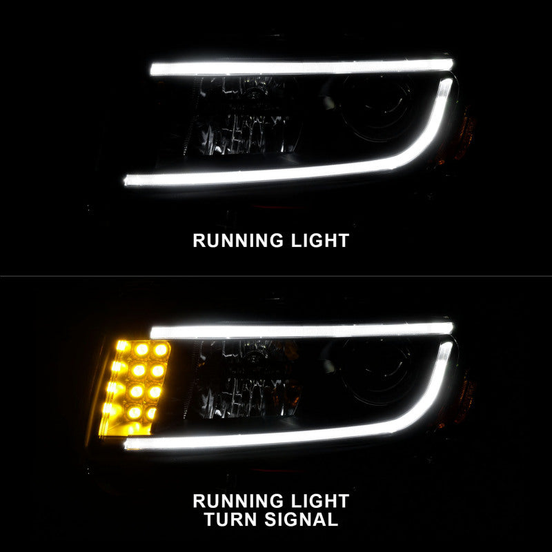 ANZO 2014-2015 Jeep Grand Cherokee Projector Headlights w/ Plank Style Design Black Headlights ANZO