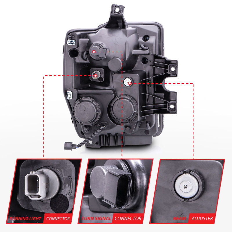 ANZO 2008-2010 Ford F-250 Projector Headlights w/ Halo Black (CCFL) Headlights ANZO