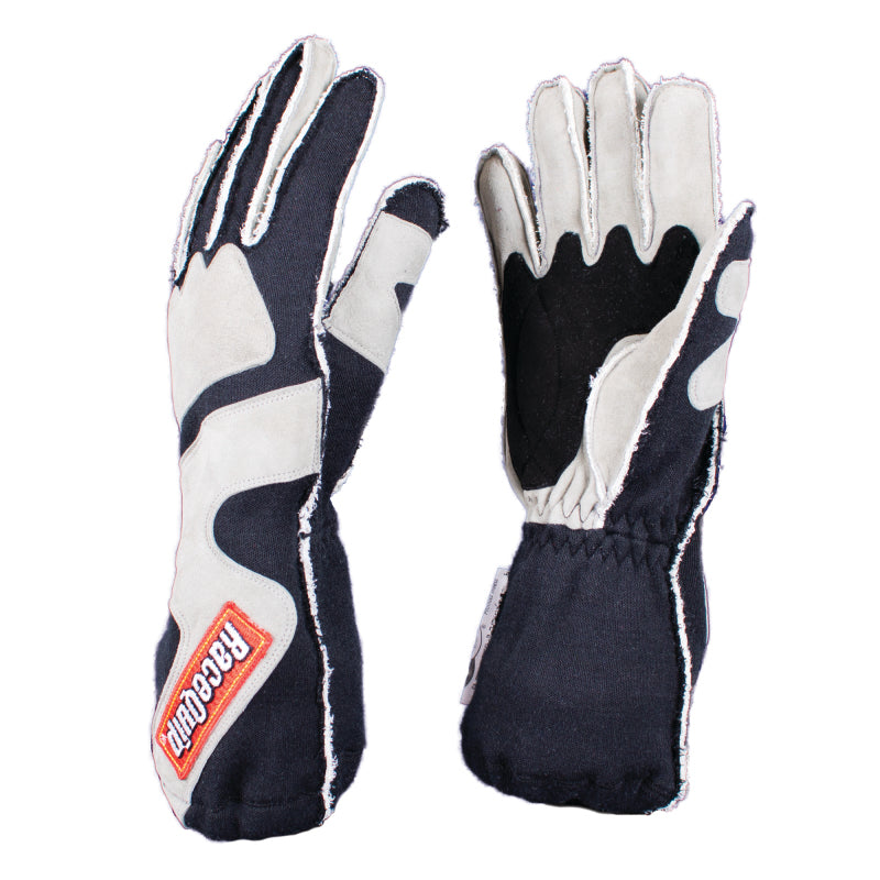 RaceQuip SFI-5 Gray/Black Large Outseam w/ Closure Glove Racing Gloves Racequip