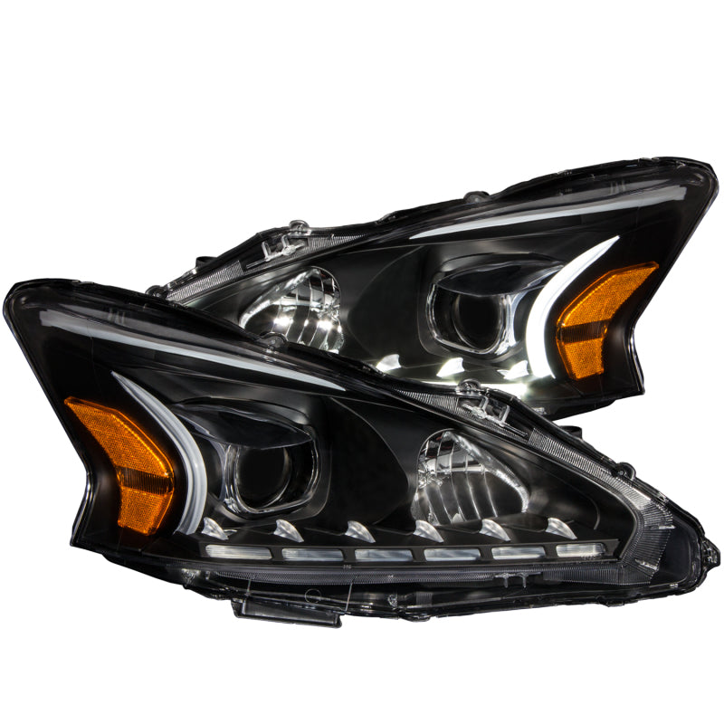 ANZO 2013-2014 Nissan Altima Projector Headlights w/ Plank Style Design Black Headlights ANZO