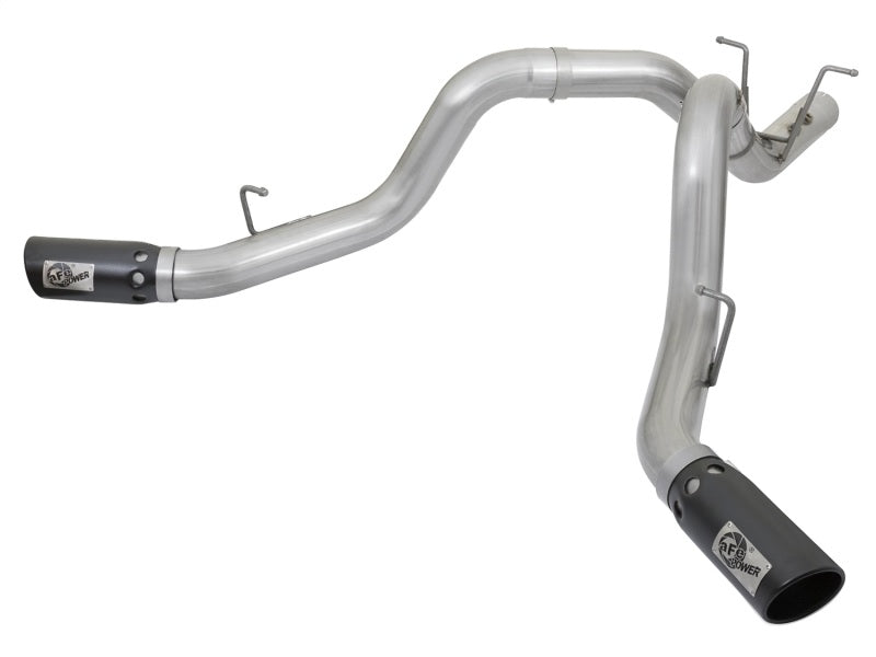 aFe ATLAS 4in DPF-Back Alum Steel Exhaust System w/Dual Exit Black Tip 2017 GM Duramax 6.6L (td) DPF Back aFe