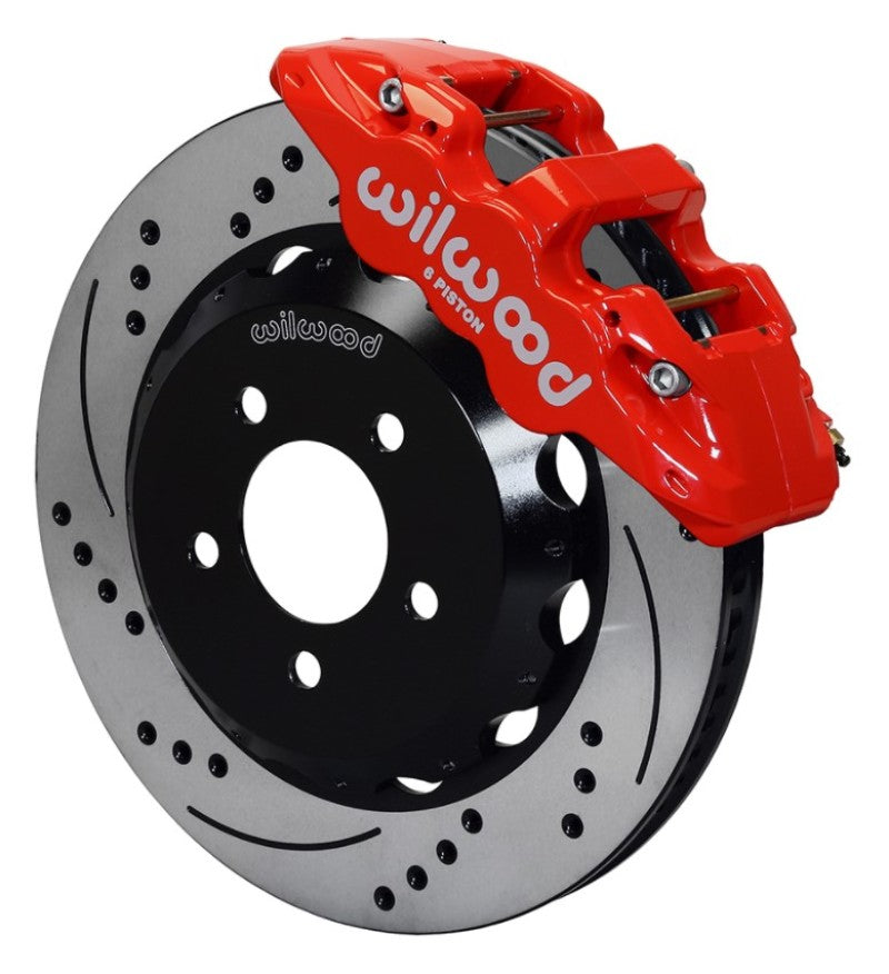 Wilwood AERO6 Front Hat Kit 15.00 Drilled Red 2016-Up Camaro w/Lines Big Brake Kits Wilwood