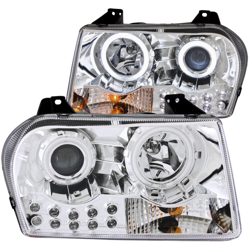 ANZO 2005-2010 Chrysler 300 Projector Headlights w/ Halo Chrome Headlights ANZO
