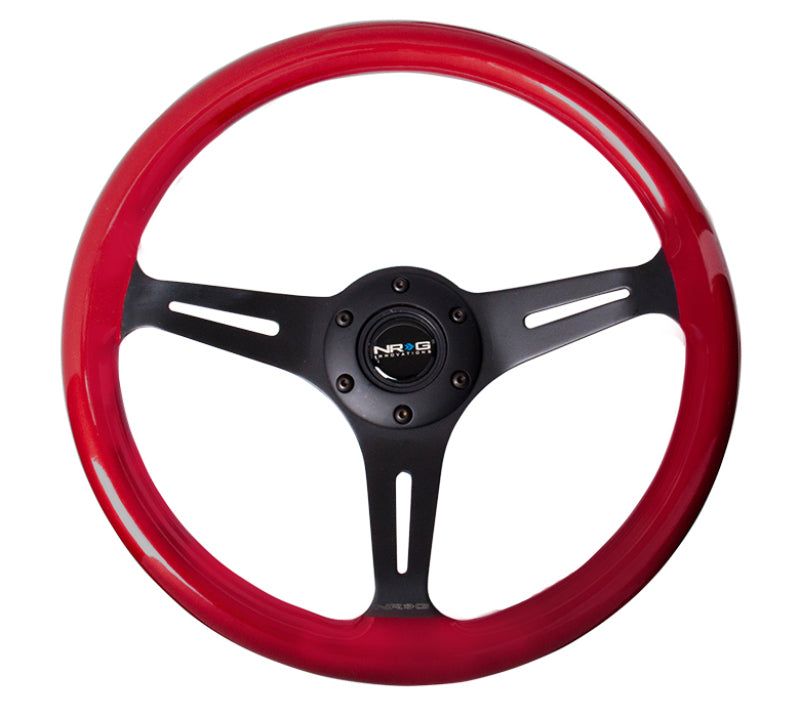 NRG Classic Wood Grain Steering Wheel (350mm) Red Pearl/Flake Paint w/Black 3-Spoke Center Steering Wheels NRG