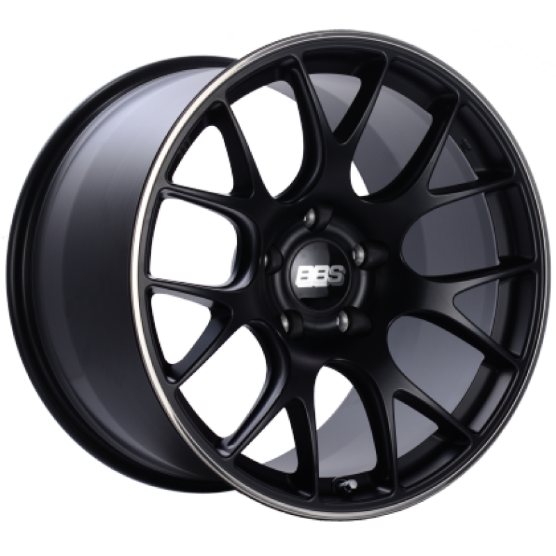 BBS CH-R 19x9.5 5x112 ET45 Satin Black Polished Rim Protector Wheel -82mm PFS/Clip Required Wheels - Cast BBS
