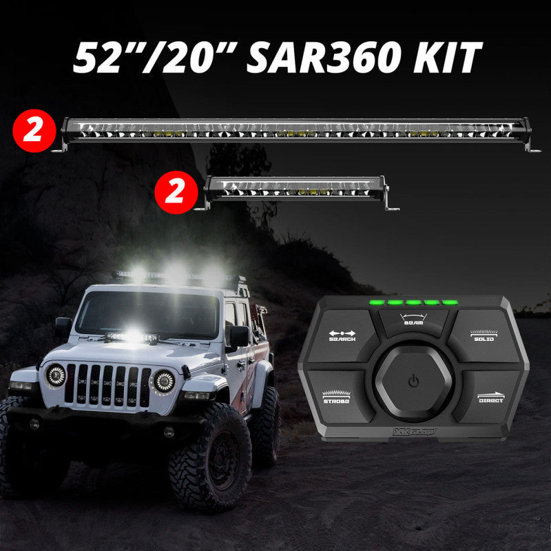 XK Glow SAR360 Light Bar Kit Emergency Search and Rescue Light System (2)52In (2)20In Light Accessories and Wiring XKGLOW