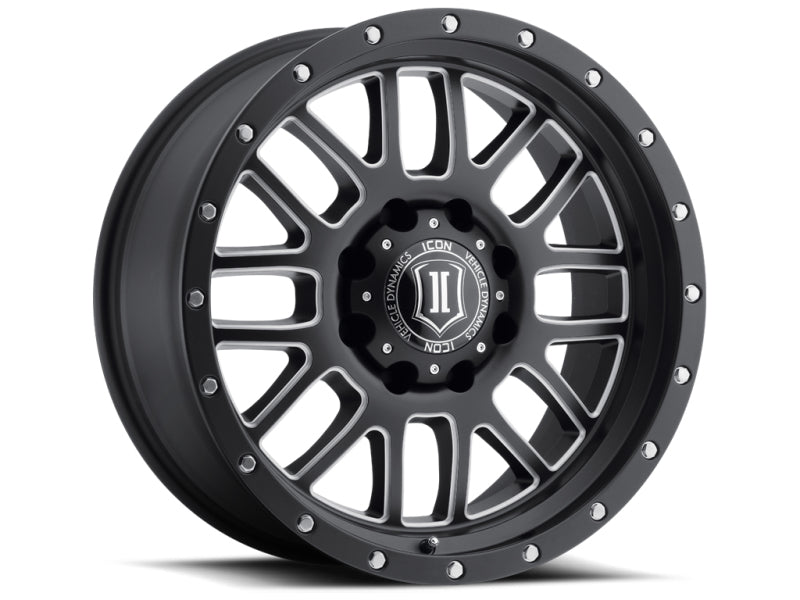 ICON Alpha 20x9 5x150 16mm Offset 5.625in BS 110.1mm Bore Satin Black/Milled Windows Wheel Wheels - Cast ICON