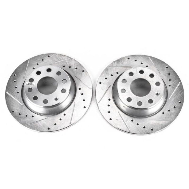 Power Stop 06-09 Audi A3 Rear Evolution Drilled & Slotted Rotors - Pair Brake Rotors - Slot & Drilled PowerStop