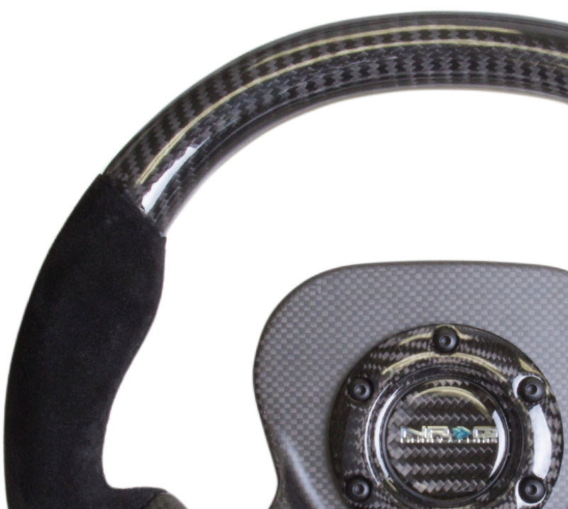NRG Carbon Fiber Steering Wheel (320mm) CF Center Plate & Two-Tone Carbon w/Suede Trim Handles Steering Wheels NRG