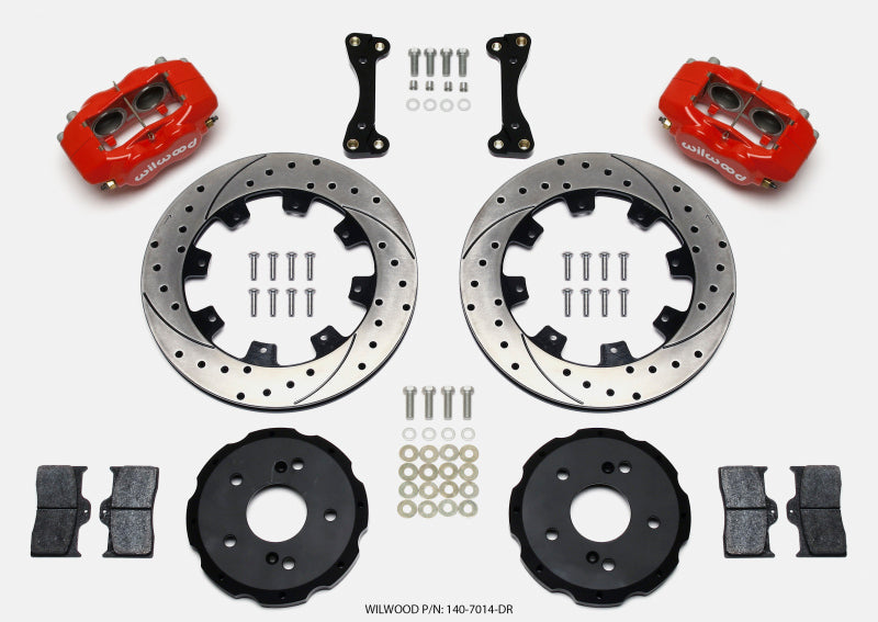 Wilwood Forged Dynalite Front Hat Kit 12.19in Drilled Red 02-06 Acura RSX-5 Lug Big Brake Kits Wilwood
