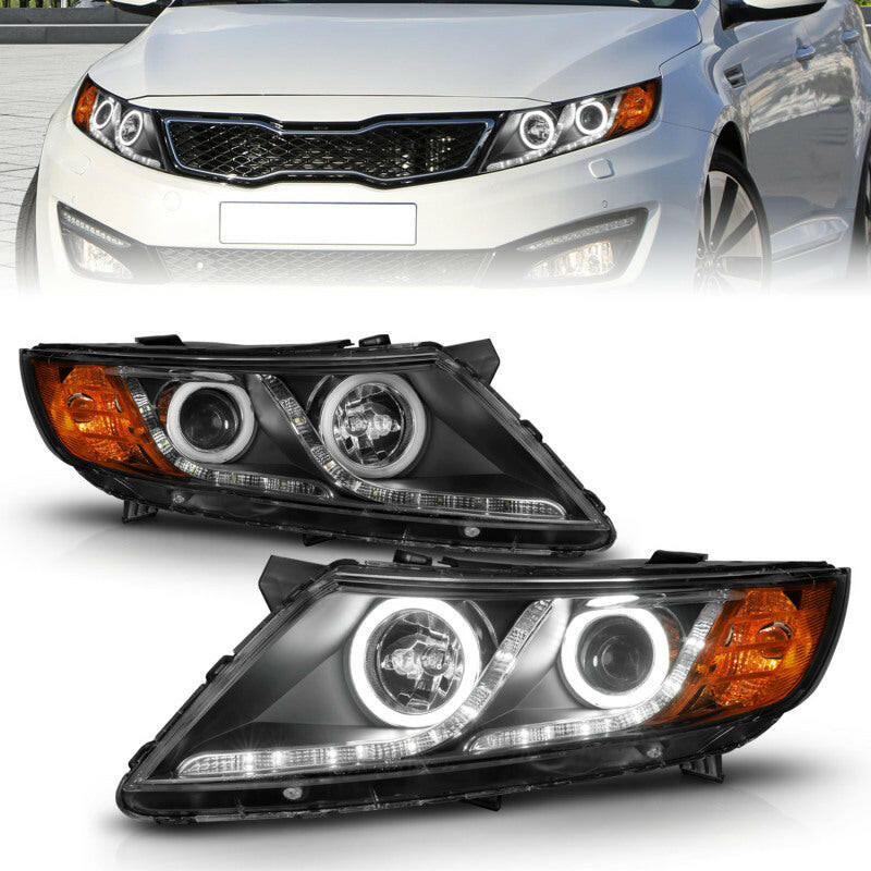 ANZO 2011-2013 Kia Optima Projector Headlights w/ Halo Black (CCFL) Headlights ANZO