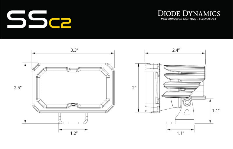 Diode Dynamics Stage Series 1 1/2 In Roll Bar Chase Light Kit SSC2 Sport - Yellow (Pair) Light Bars & Cubes Diode Dynamics