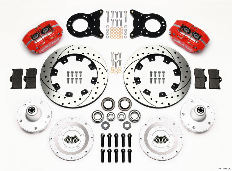 Wilwood Dynapro Dust-Boot Front Kit 12.19in Drill Red 1965-1969 Mustang Disc & Drum Spindle Big Brake Kits Wilwood