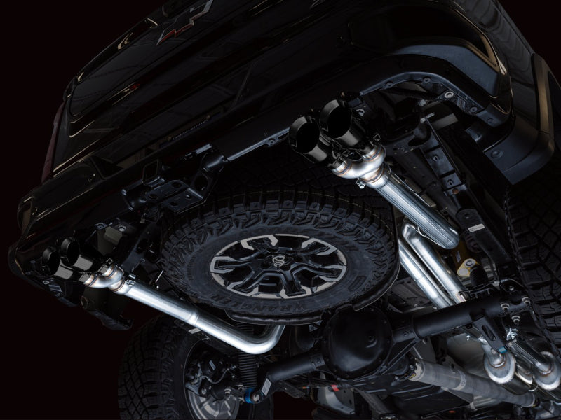 AWE Tuning 22-23 GMC Sierra 1500 AT4X 6.2L 0FG Catback Split Dual (Flat Bumper) - Diamond Black Tips Catback AWE Tuning