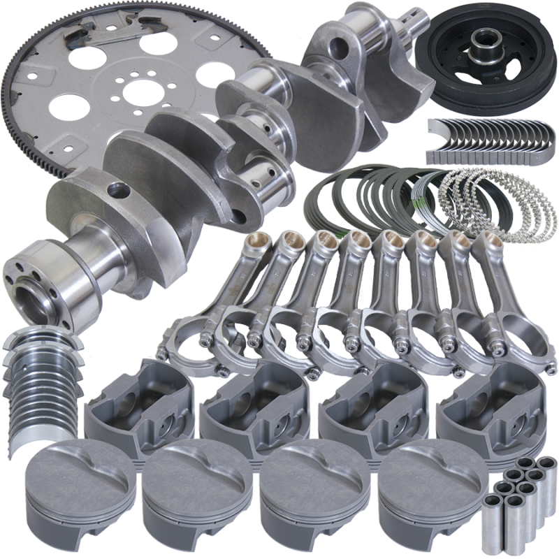 Eagle Chevy 350 1Pc 3.750in Crank 6.000in I-Beam Rods 4.060in Pistons 168 Tooth FP Balanced Assembly Rotating Assemblies Eagle