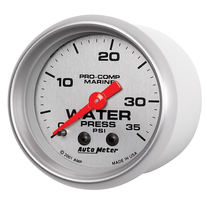Autometer Marine Silver 2-1/16in 35 PSI Mechanical Water Pressure Gauge Gauges AutoMeter
