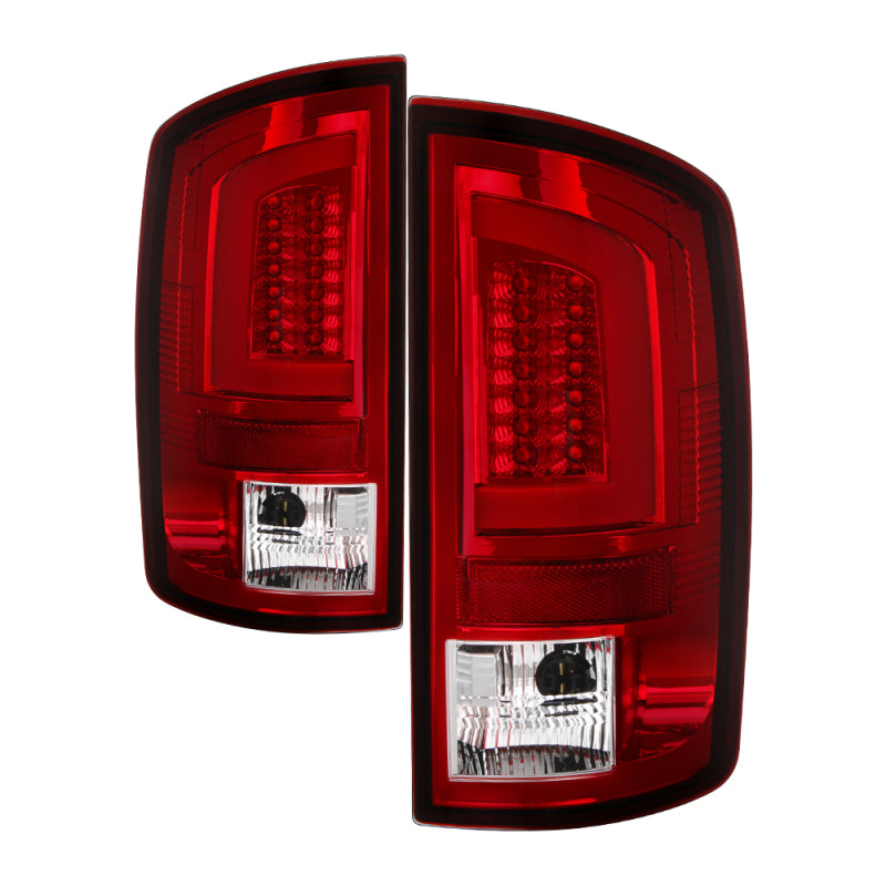 Spyder 07-09 Dodge Ram 2500/3500 V3 Light Bar LED Tail Lights - Red Clear (ALT-YD-DRAM06V3-LBLED-RC) Tail Lights SPYDER