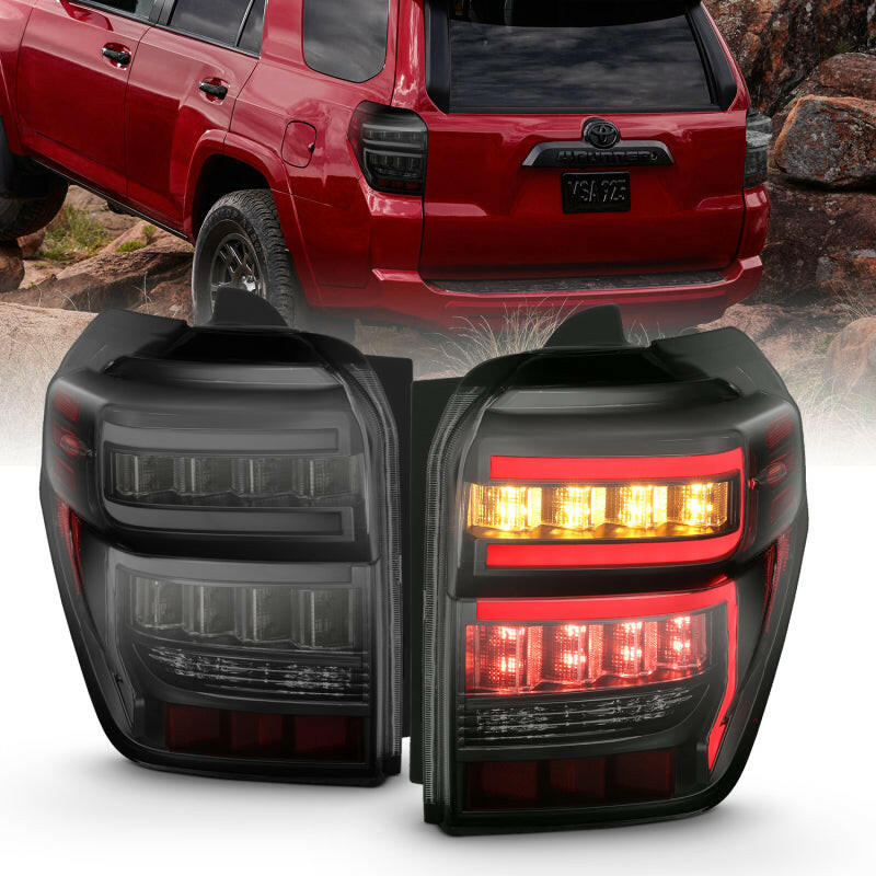 ANZO 2014-2020 Toyota 4Runner T.L Black Housing Smoke Lens Red Light Bar W/Sequential Tail Lights ANZO