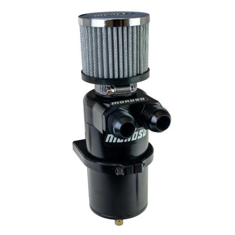 Moroso Dual Inlet -12AN Billet Breather Tank Catch Can - Black Oil Catch Cans Moroso