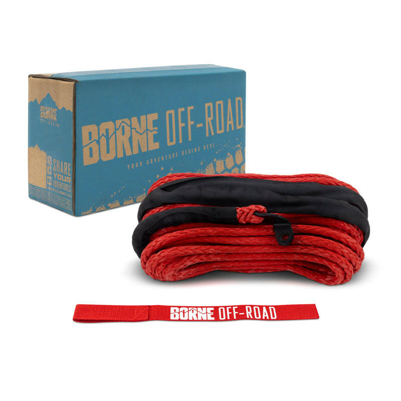 Borne Off-Road Synthetic Rope - 3/8in x 85ft - Red Winch Accessories Borne Off-Road