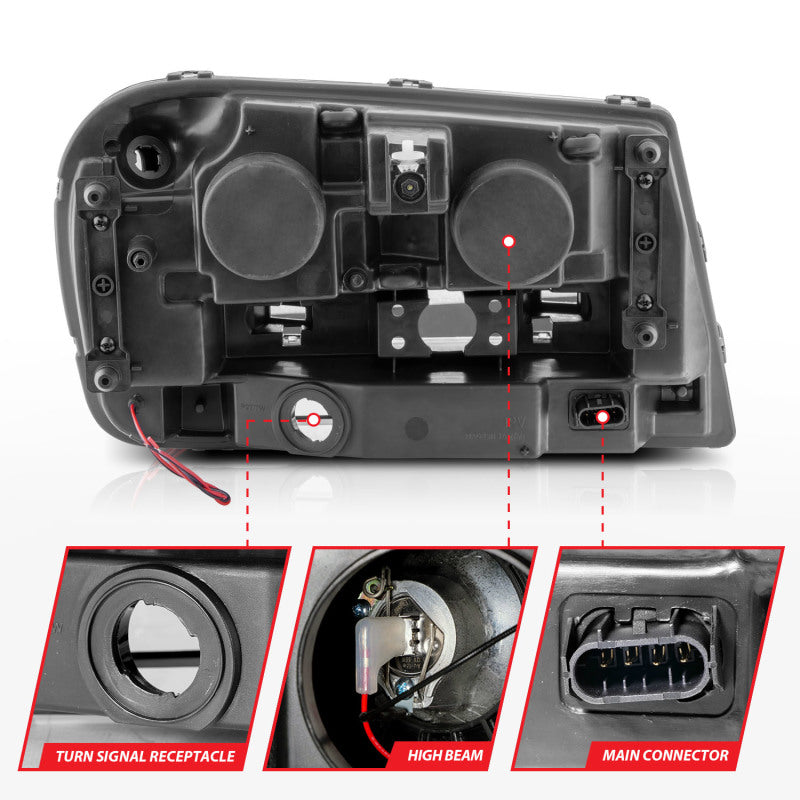 ANZO 02-09 Chevrolet Trailblazer (Will Not Fit 06-09 LT) Projector Headlights w/Halo Black Housing Headlights ANZO