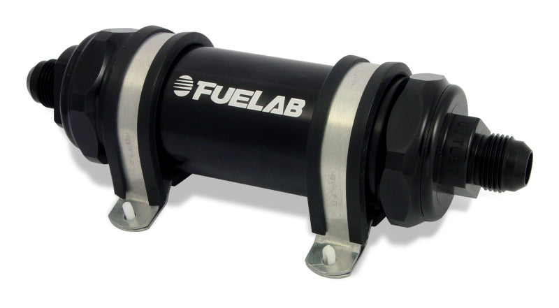 Fuelab 828 In-Line Fuel Filter Long -8AN In/Out 6 Micron Fiberglass - Black Fuel Filters Fuelab