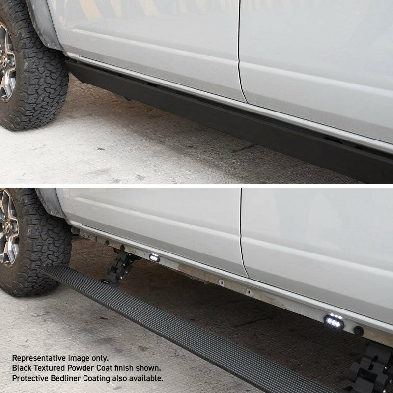 RealTruck 09-14 Ford F-150 Super Cab 4dr VoltStep Electric Running Board Kit - Bedliner Coating Running Boards Go Rhino