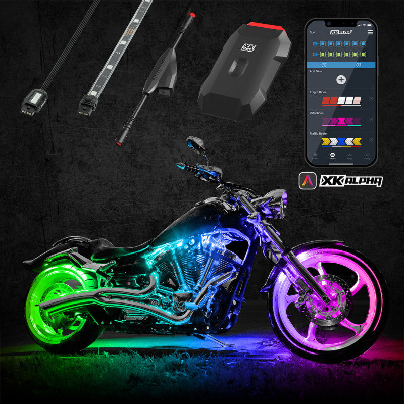 XK Glow Addressable LED Motorcycle Accent Light Kits Advanced XKalpha App Controlled Light Accessories and Wiring XKGLOW