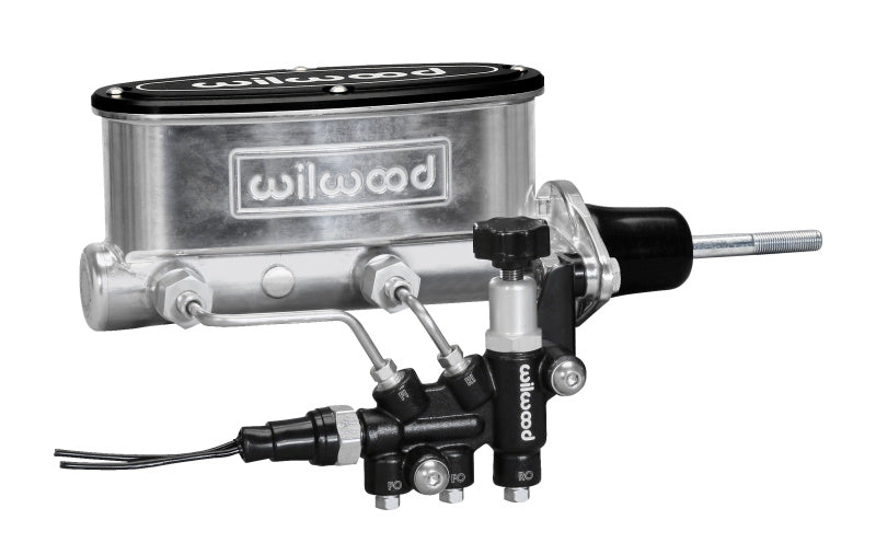 Wilwood HV Tandem M/C Kit w L/H Bracket & Prop Valve - 7/8in Bore Ball Burnished-W/Pushrod Brake Master Cylinder Wilwood