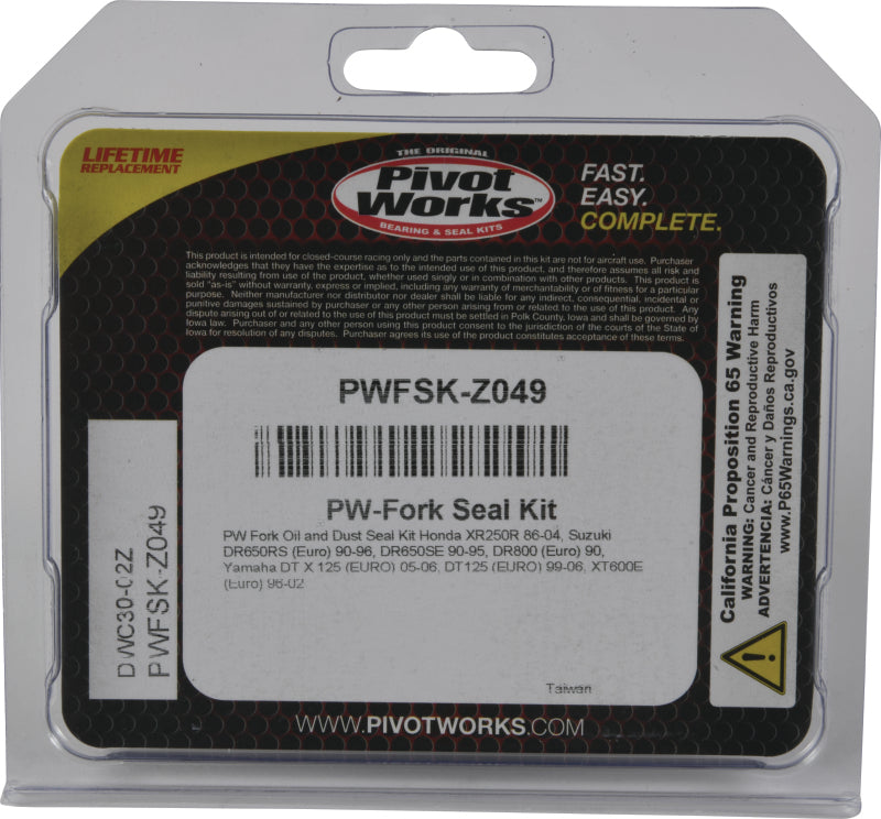 Pivot Works 86-04 Honda XR250R Fork Oil & Dust Seal Kit Control Arms Pivot Works