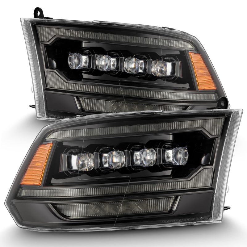 AlphaRex 09-18 Ram 2500 NOVA LED Proj Headlights Plank Style Alpha Blk w/Activ Light/Seq Signal/DRL Headlights AlphaRex