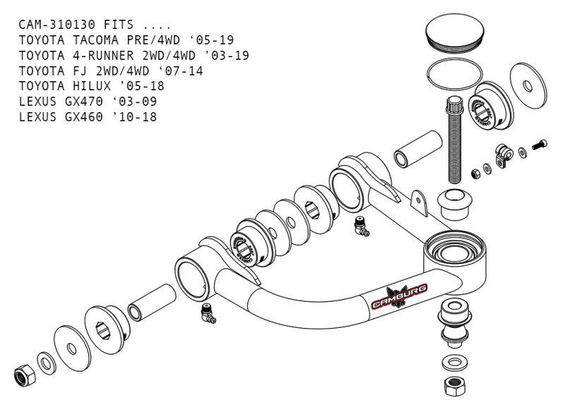 Camburg Toyota Tacoma Pre/4WD 05-23 / 4-Runner 03-23 / FJ 07-14 1.25in Uniball Upper Arms w/ covers Suspension Arms & Components Camburg