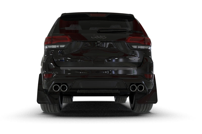 Rally Armor 18-22 Jeep Grand Cherokee SRT Trackhawk Black UR Mud Flap - White Logo Mud Flaps Rally Armor