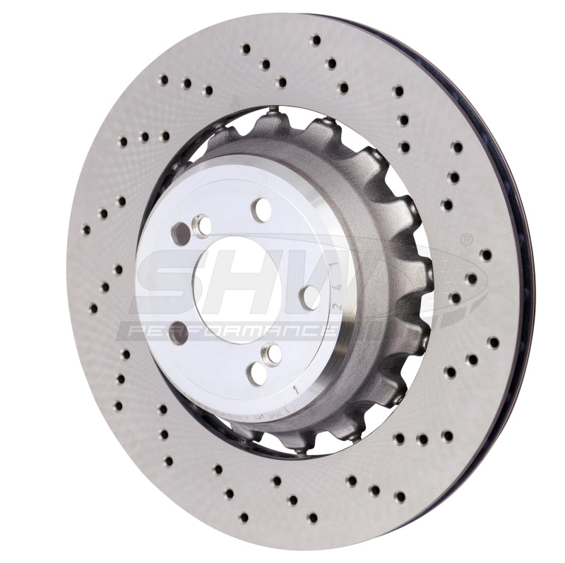 SHW 15-18 BMW X5 M 4.4L Right Rear Cross-Drilled Lightweight Brake Rotor (34212284904) Brake Rotors - Drilled SHW Performance