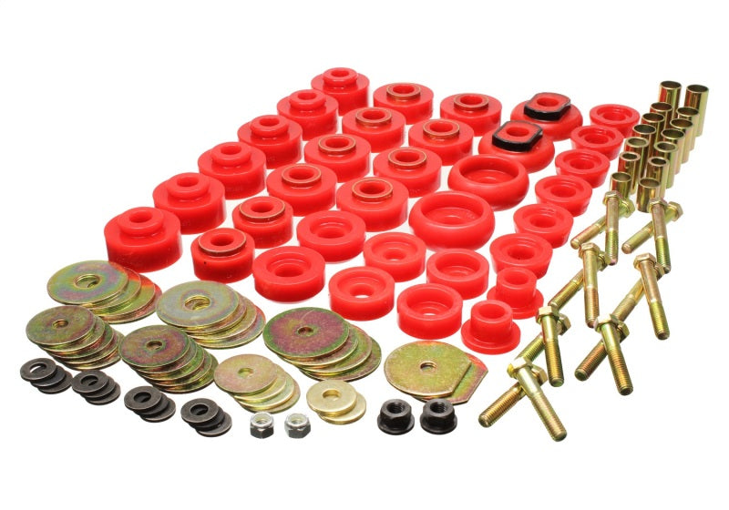Energy Suspension 68-70 Chevrolet Biscayne/Bel Air/Caprice/Impala Body Mount Set w/ Hardware - Red Bushing Kits Energy Suspension