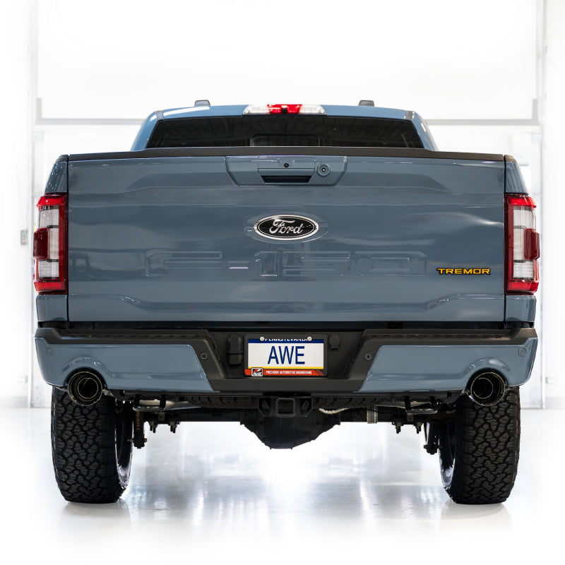 AWE Tuning 2021+ Ford F-150 Tremor (w/ Bumper Cutouts) 0FG Resonated Cat-Back - Diamond Black Tips Catback AWE Tuning