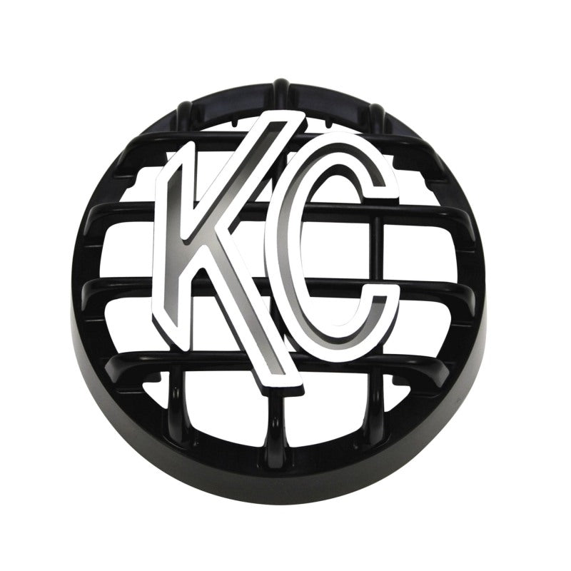 KC HiLiTES 4in. Round ABS Stone Guard for Rally 400 (Single) - Black w/White KC Logo Light Covers and Guards KC HiLiTES