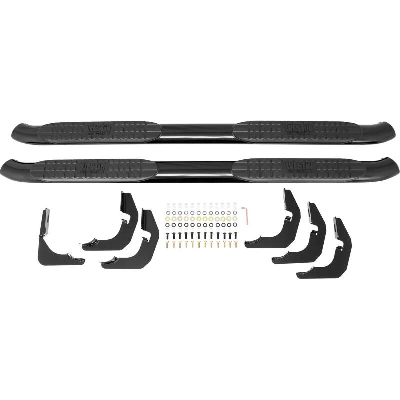 Westin 2014-2018 Chevrolet/GMC Silverado Sierra 1500 Dbl Cab PRO TRAXX 4 Oval Nerf Step Bars - Black Nerf Bars Westin