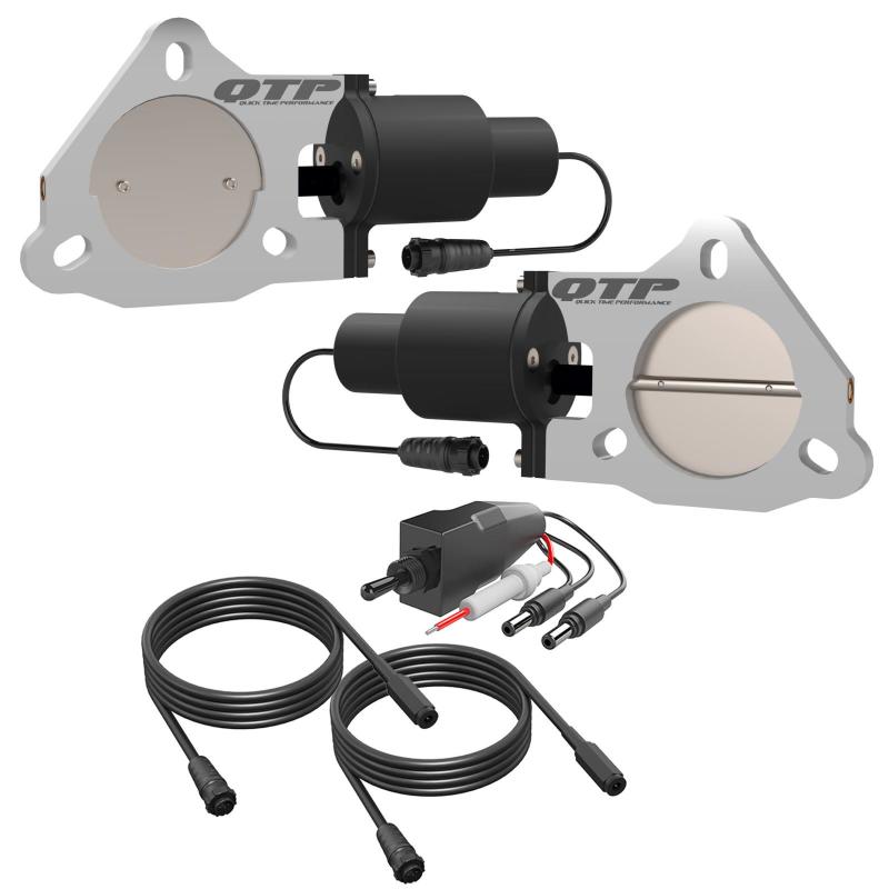 QTP 3in Bolt-On QTEC Dual Electric Cutout Valves - Pair Exhaust Cutouts QTP
