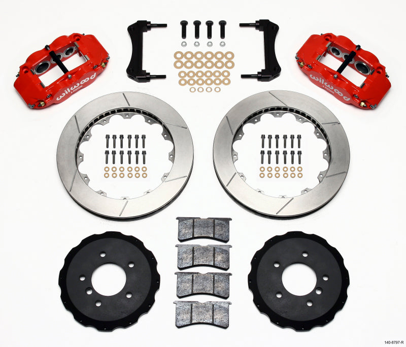 Wilwood Narrow Superlite 6R Front Hat Kit 13.06in Red E36 BMW M3 Big Brake Kits Wilwood